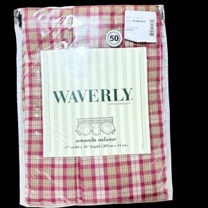 NOS WAVERLY Amanda Valance Tea Rose Plaid Antique 79"×16" Cotton
